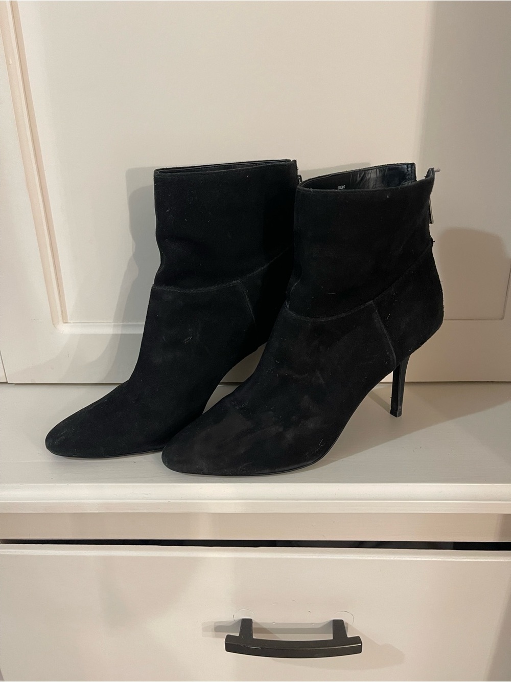 Audrey Brooke Black Suede Ankle Booties